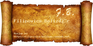 Filipovics Belizár névjegykártya